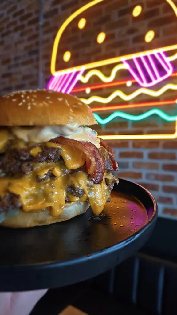 Double bacon smash cheeseburger served at Coyote Burger in Inverness