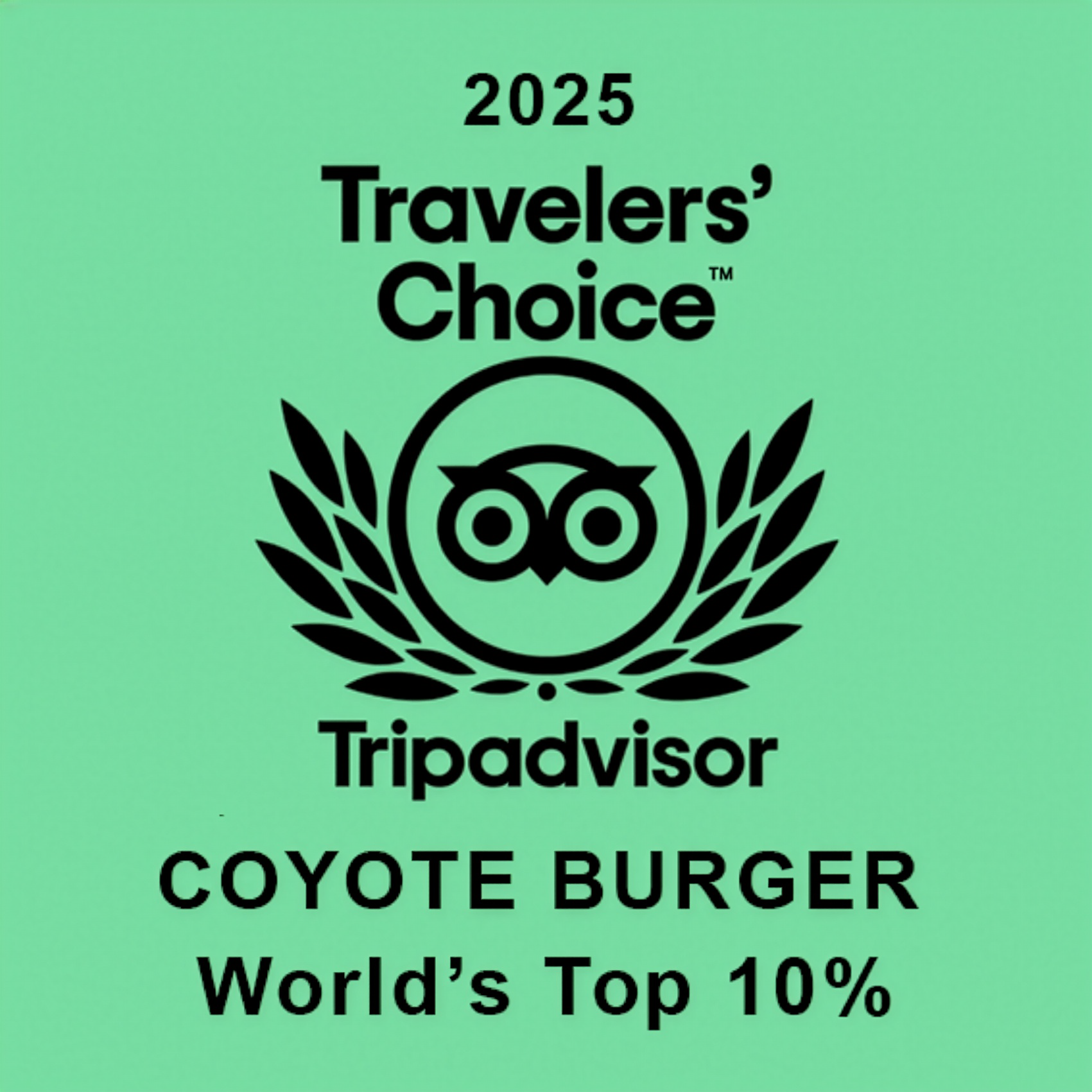 TripAdvisor Travellers’ Choice Award for Coyote Burger, Inverness